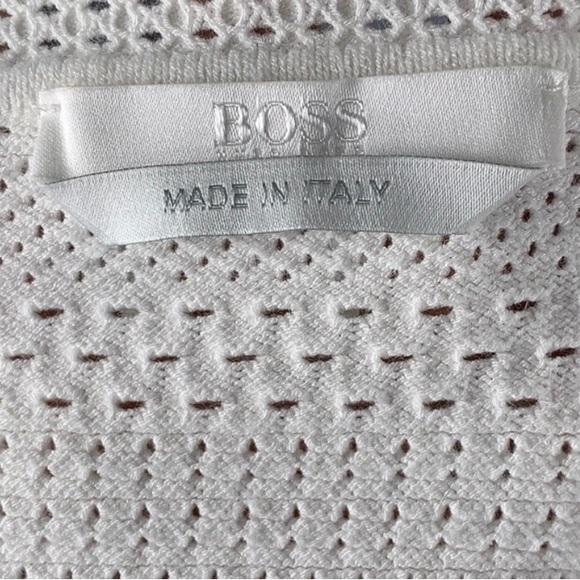 HUGO BOSS White Knit Sweater Size XS Structured Ribbed Crewneck - Picture 5 of 5